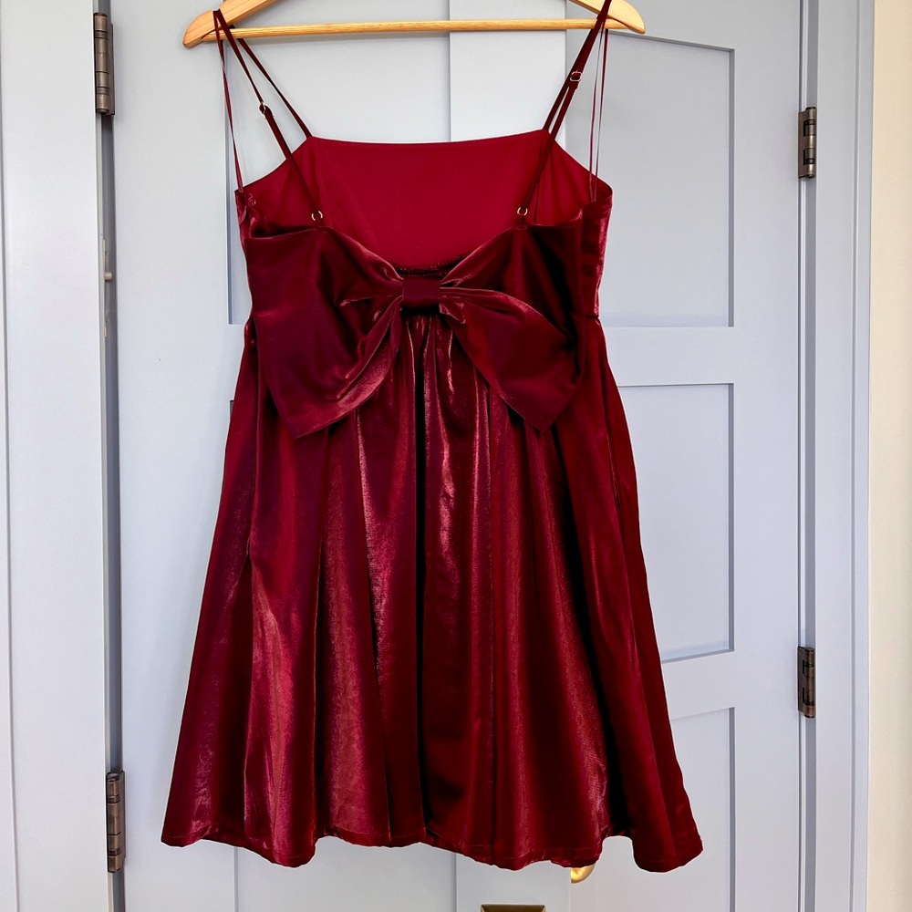 Red shiny cocktail dress